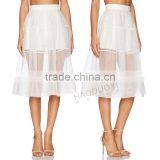 MGOO Top Sale Skirt Factory Sexy Transparent Skirts For Women White Organza High Waist Skirts 15145A253 thumbnail-4