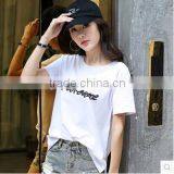 Pure Cotton Short Sleeve Summer Embroidery T-shirt Female Letters Loose Big Yards thumbnail-4