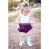 Gorgeous Quality Baby Girl Clothes Ivory Purple Splicing Toddler Romper Jumpsuits thumbnail-2