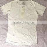 New Design Short Sleeve Raw Edged Printed White T Shirt for Men thumbnail-1