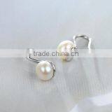 Wholesale 925 Elegant Pearl Half Hoop Silver Earring Hoop in Silver Jewelry thumbnail-2