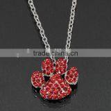 2015 Fashion Paw Print Necklace Factory Price Colorful Crystal Paw Print Charm Necklace thumbnail-3