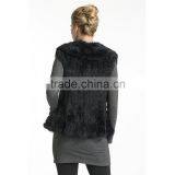 SJ347-01 Women Knitted Rabbit Fur Vest/Gilet/Waistcoat thumbnail-3