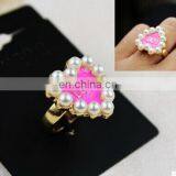 Fashion New Top Design Pearl Letters Heart Women's Gold Alloy Finger Ring thumbnail-1