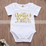 2019 Cotton Infant Short Sleeve White Bodysuit + Girl Tutu Skirt + Newborn Headband Infant 3Pcs/Set thumbnail-2