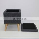 Reatai French Style Black Wood Frame Waiting Room Bench Footstool With Wood Legs thumbnail-4