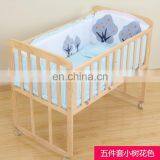 2020 New Design 5 Pcs 100% Cotton Fabric Reactive Printing Cartoon Animal Pattern Soft Crib Baby Bedding Set With Factory Price thumbnail-4