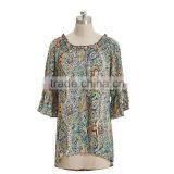 100% Silk Printed Ladies Short Sleeve Top thumbnail-1