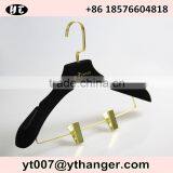 Black Nonslip Velvet Flocked Hanger With Logo and Gold Hook for Coat thumbnail-1