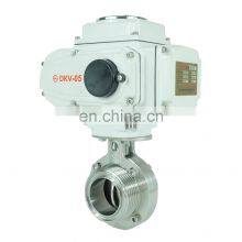 DKV DN15 DN50 Food Grade Thread Connection SS304 316 12V 24V DC 220V AC Electric Actuator Sanitary Butterfly Valve thumbnail-2