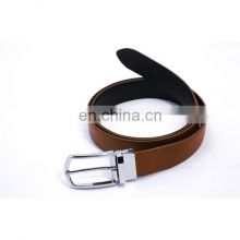 Men beautiful brown color belts silver pin buckle genuine leather belt hot sell for mens