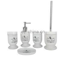 4 Piece Funny Car Picture Design White Color Soap Dispenser Toilet Brush Holder Ceramic Bathroom Accessory thumbnail-1