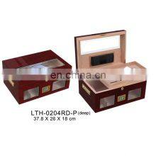 Cedar Wood Travel Humidor Box Portable Cigar Case Glass Top Cigar Wooden Box Acrylic Cigar Humidor thumbnail-3