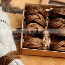 Beautiful Luxury Vintage Rattan Napkin Rings Set Tableware Set Napkin Holder Rings Wovenmade in Vietnam thumbnail-2