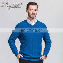 High-End Merino Wool V-Neck Pullover Sweaters for Men Wholesale Cable Knit Winter Style thumbnail-2