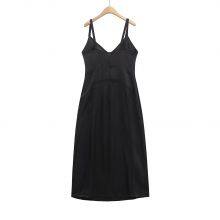 Elegant Women's Temperament V-neck Sleeveless Mid Length Backless Dress, Small Black Dress thumbnail-5