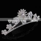 Wholesale Kids Tiara Crown Alloy Crystal Crown Flower Shaped Comb Accessories thumbnail-2