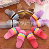 2015 Best Selling Stripe Cloth Women and Men Slipper Wholesale Winter Couple Cotton Slippers