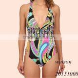 2016 Garden Paisley Print Ladies One Piece Swimwear Women Swimsuit thumbnail-1