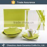 Wholesale Modern Green Decal Square ab Grade Porcelain Dinner Set thumbnail-1