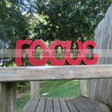 Color Wood FOCUS Sign Shelf Sitter Word Art