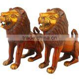 Brass Sitting Lion Pair 8"