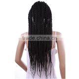 30" Japanese Fiber Micro Pre Braided 3x Box Braids Large African American Synthetic Lace Front Braided Wigs thumbnail-4