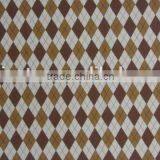 Mickey Mouse Knit Coffee Diamond Checks on White Polyester Milk Fiber Spandex Print Italy Fabric thumbnail-2