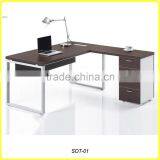New Style Wooden Office Computer Table With Steel Frame