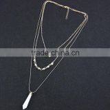 2015 Newest 3rows Natural Opal Stone and Pearl Pendant Necklace thumbnail-5