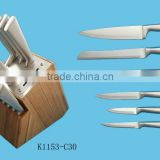 12 stainless steel kitchen knife with wooden block exotic knives