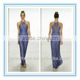 2014 New Style Halter Neckline Skirt and Lace Appliqued All Overly Turquoise Bridesmaid Dress (BDAM-4010) thumbnail-1