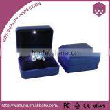 Quality Deep Blue Jewelry Ring Leather Box With Led Lights