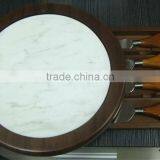 Marble Chopping Block Wooden Cutting Board Set With 4 Cheese Slicers and Knife Holder Drawer thumbnail-2