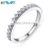 Women 925 Sterling Silver Rhodium Plated Fashion Crown Wedding Band Ring Jewelry