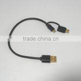 USB Type C Cable 2 in 1 Micro USB With Type C Adapter Convertor Reversible Charging&Sync Cable (3Ft, Black) thumbnail-3