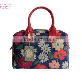 Painting Flowers Pattern Canvas Leather Classical Handbag thumbnail-1