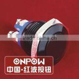 ONPOW 16mm flat head 1NO momentary aluminium alloy black push button switch( GQ16F-10/A) CE, RoHS