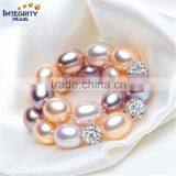2016 Charm Bracelet Pearl Jewelry Natural Freshwater Pearl Crystal Balls Drop Water Pearl Bracelet For Women thumbnail-1