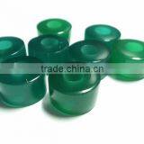 AAA Green Color Quartz Fancy Smooth Handmade Big Hole Tyre Beads thumbnail-2