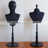 Black Color Man Woman Mannequin Head Shoulder Two Functions Fabric Mannequin Head thumbnail-1