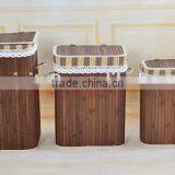 Woven Craft Wicker Laundry Basket With Lid for Storage Clothing thumbnail-1