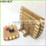 Bamboo Board Rack Holder with 3 Cutting Block Chopping Board Set/Homex_FSC/BSCI Factory