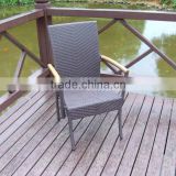 outdoor rattan chair with wood armrest2012