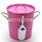 Wholesale Portable Power Coated Metal Ice Bucket Beer Drink Wine Cooler With Scoop thumbnail-1