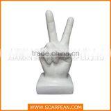 White Resin Hand Figurine Victory Posture for Home Decoration thumbnail-3