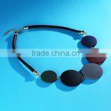 Korean Colorful Rubber Round Disc Linked Pendant Necklace Popular Geometric Choker Necklace Women Leather Necklace thumbnail-5