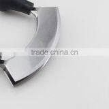 Stainless Steel Double Blade Cheese Cutter Carving Knife Mezzaluna Chopper With Black Handle thumbnail-3