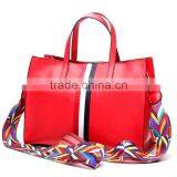 Top-Grade Simple Design Leather Hand Bags Color Straps Women Tote Handbag thumbnail-1