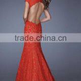 2016 Formal Dresses Mermaid Long Black & Red Lace Open Back thumbnail-4